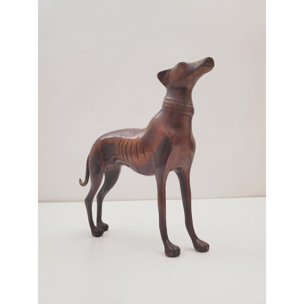 Vintage Bronze Cast Metal Greyhound Sculpture - GREYHOUND bronze elegant dog - Picture 9 of 10